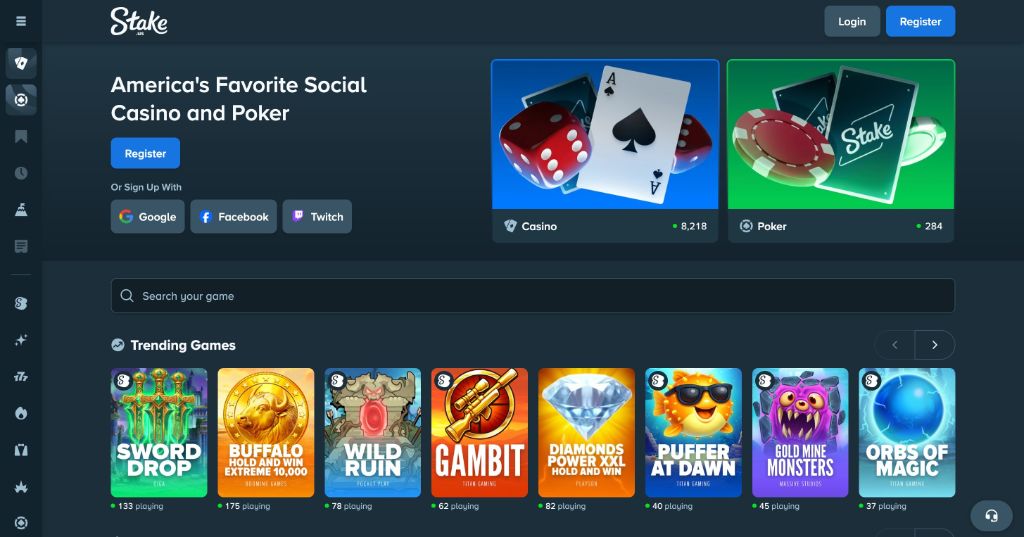 Screenshot of Stake.US online poker site and poker app